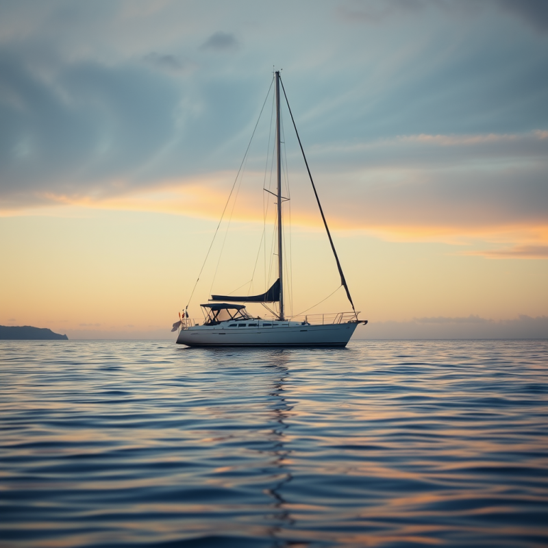 Sailboat on Calm Ocean Water Peaceful Sailing