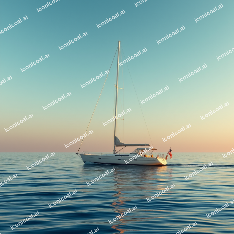 Sailboat On Calm Ocean Water Peaceful Sailing