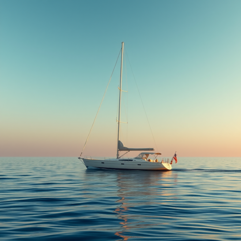 Sailboat on Calm Ocean Water Peaceful Sailing