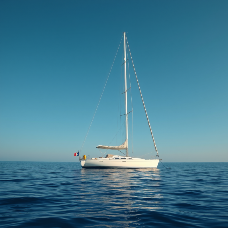Sailboat on Calm Ocean Water Peaceful Sailing