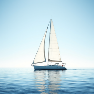 Sailboat On Calm Ocean Water Peaceful Sailing