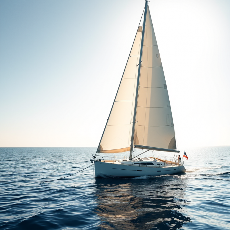 Sailboat on Calm Ocean Water Peaceful Sailing