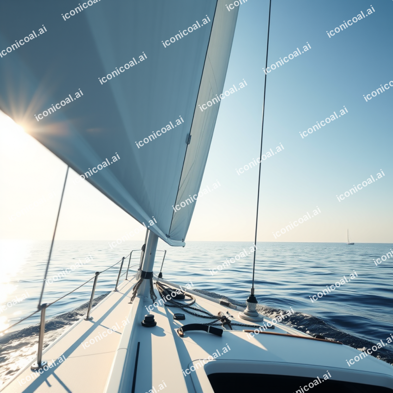 Sailboat On Calm Ocean Water Peaceful Sailing