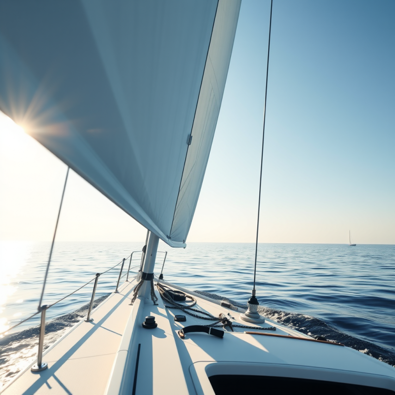 Sailboat on Calm Ocean Water Peaceful Sailing