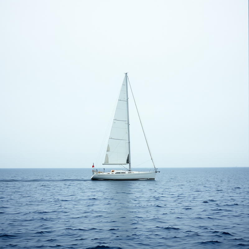 Sailboat on Calm Ocean Water Peaceful Sailing