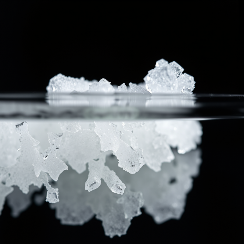 Salt Crystals Growing on Evaporating Water Surface Macro ...