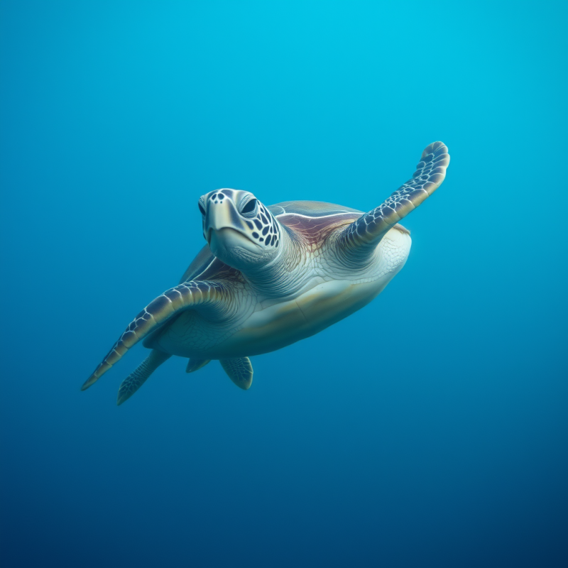 Sea Turtle Swimming in Clear Turquoise Water