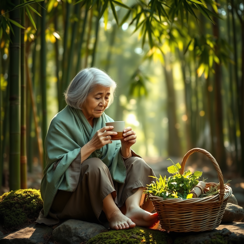 Senior Woman with Silver-streaked Hair