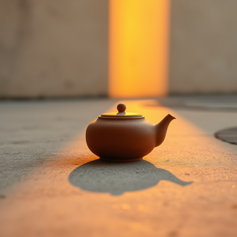 Serene Clay Teapot Bathed in Golden Sunlight Casts a