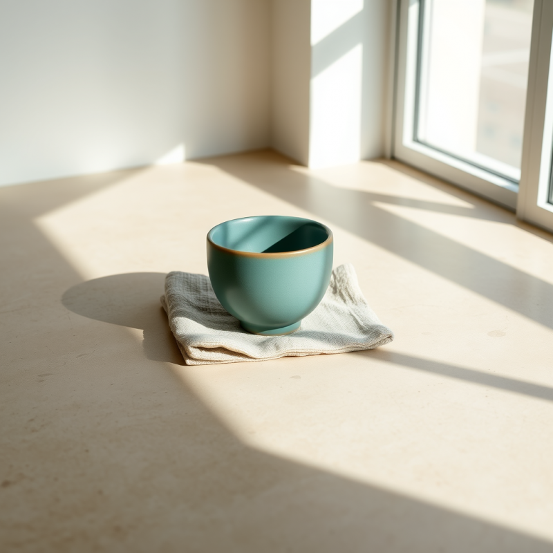 Sunlit Teacup on Window Sill