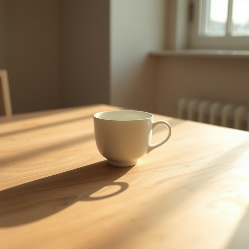 Serene White Mug Bathed in Golden Sunlight on a