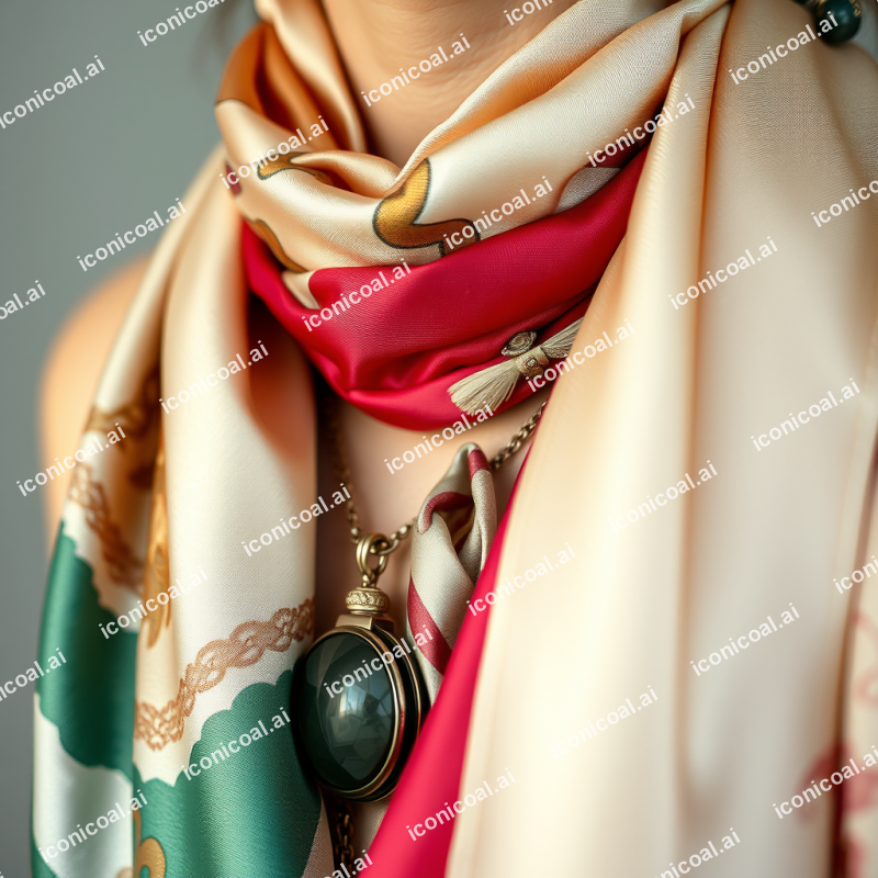 Silk Scarf Draped Elegantly Luxury Accessories Detail Shot