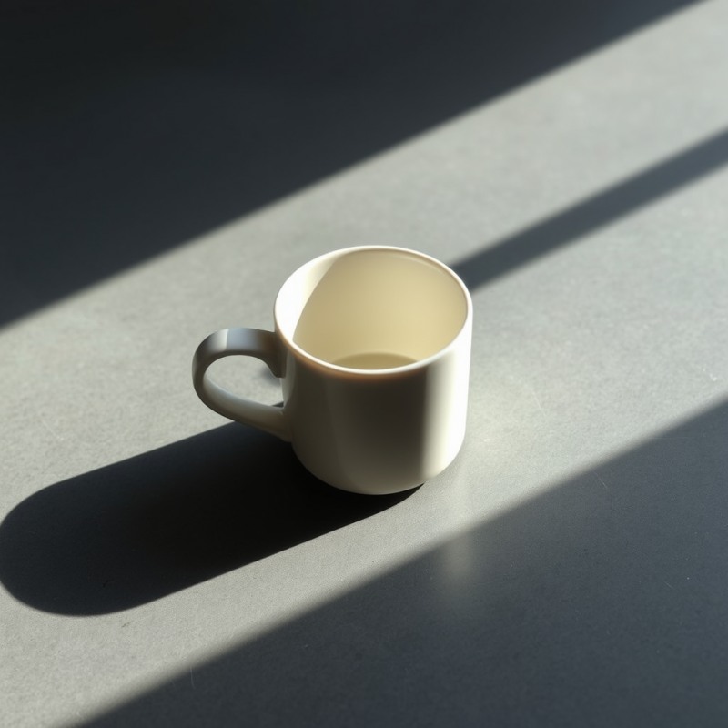 Simple White Ceramic Mug Sits on a Gray Surface,