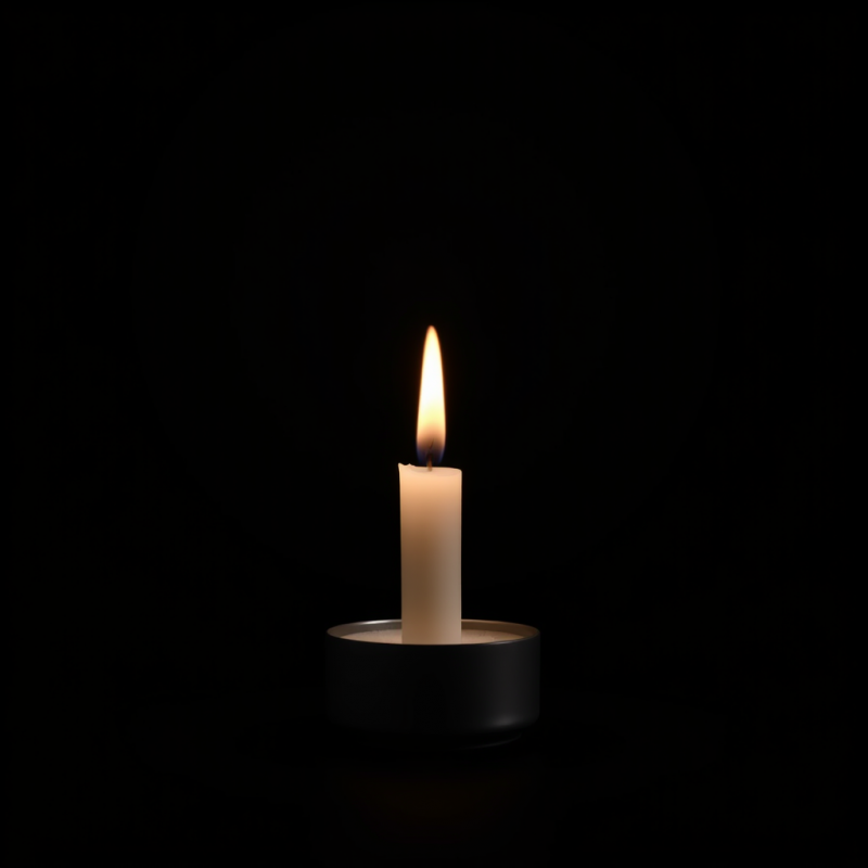 Single Candle Flame on Dark Background Peaceful