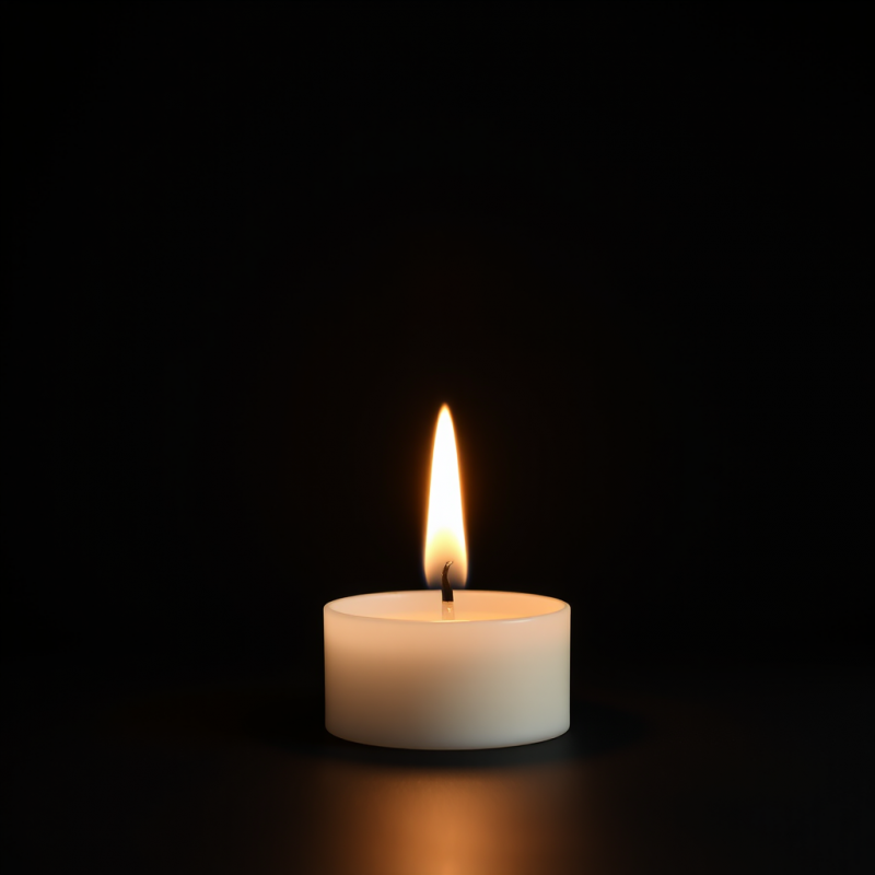 Single Candle Flame On Dark Background Peaceful