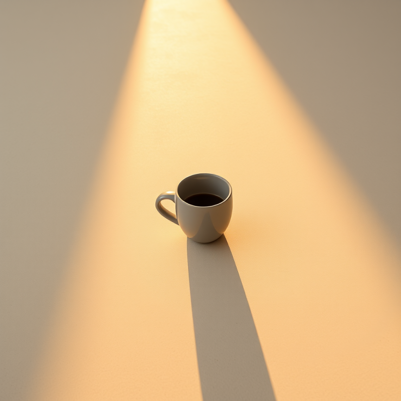 Single Ceramic Coffee Cup with a Matte Gray Finish Sits...