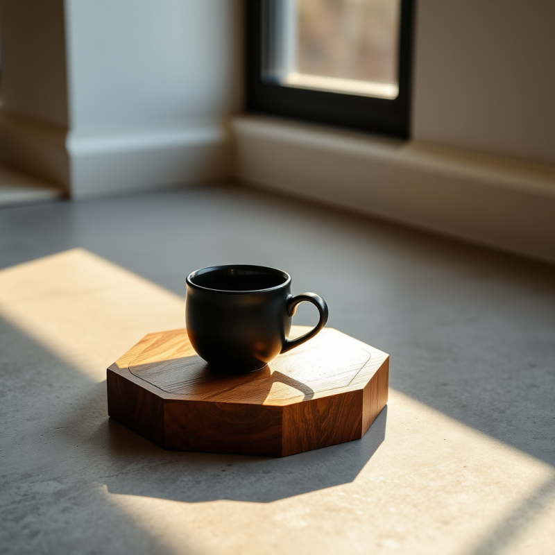 Single Ceramic Coffee Cup with Matte Black Glaze Rests ...