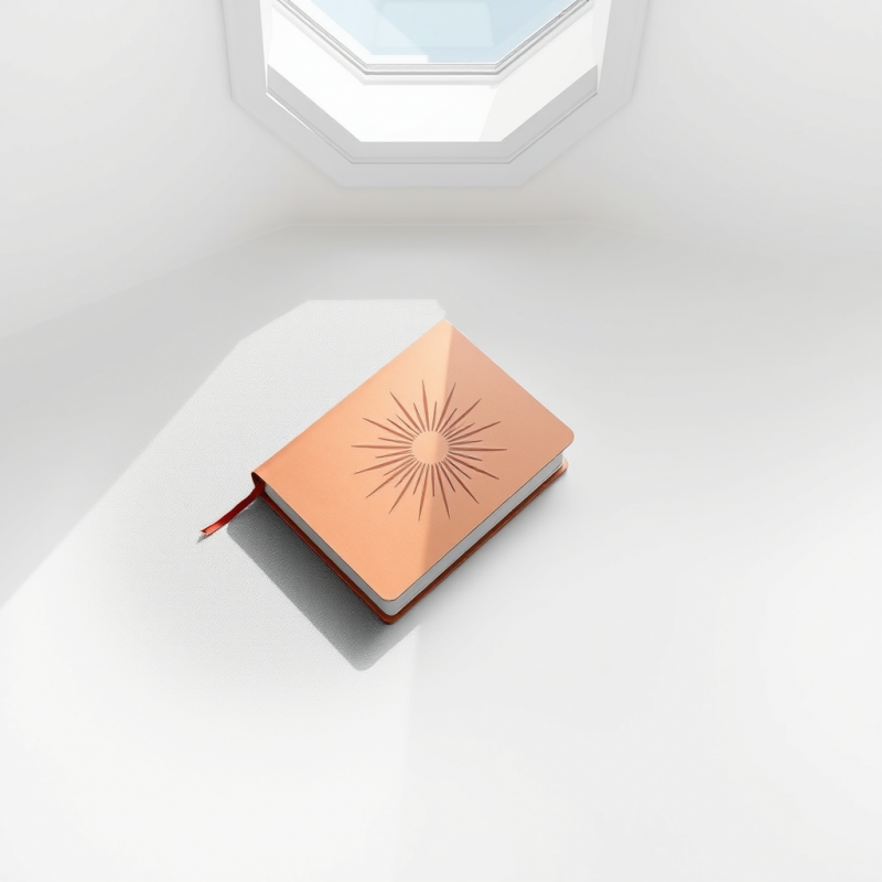 Single Copper-bound Journal Rests Center-frame on a Sla...