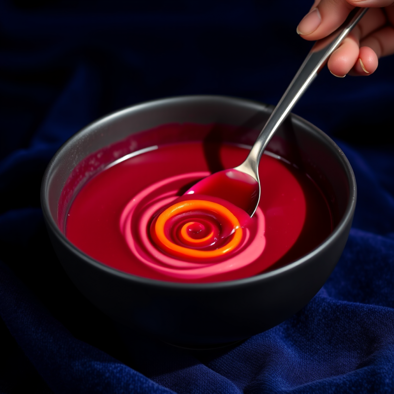Single Crimson Beetroot Soup Served in a Matte Black Bowl