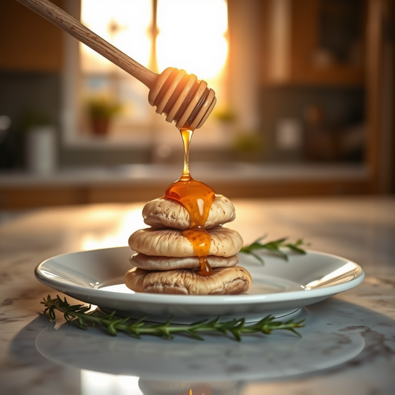 Single Drip of Amber Honey Cascades from a Cracked Cera...