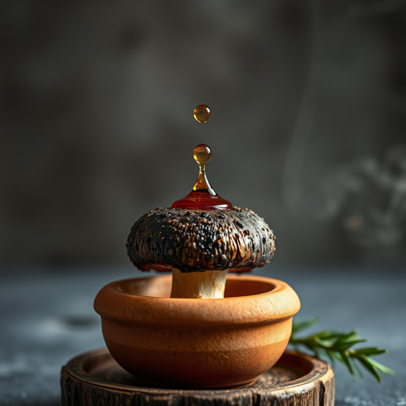 Single Droplet of Amber Balsamic Glaze Suspends Mid-air...