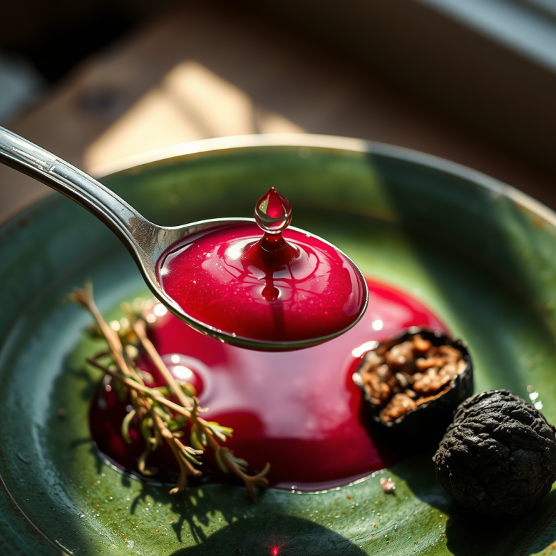 Single Droplet of Crimson Beetroot Borscht Hovers Mid-a...