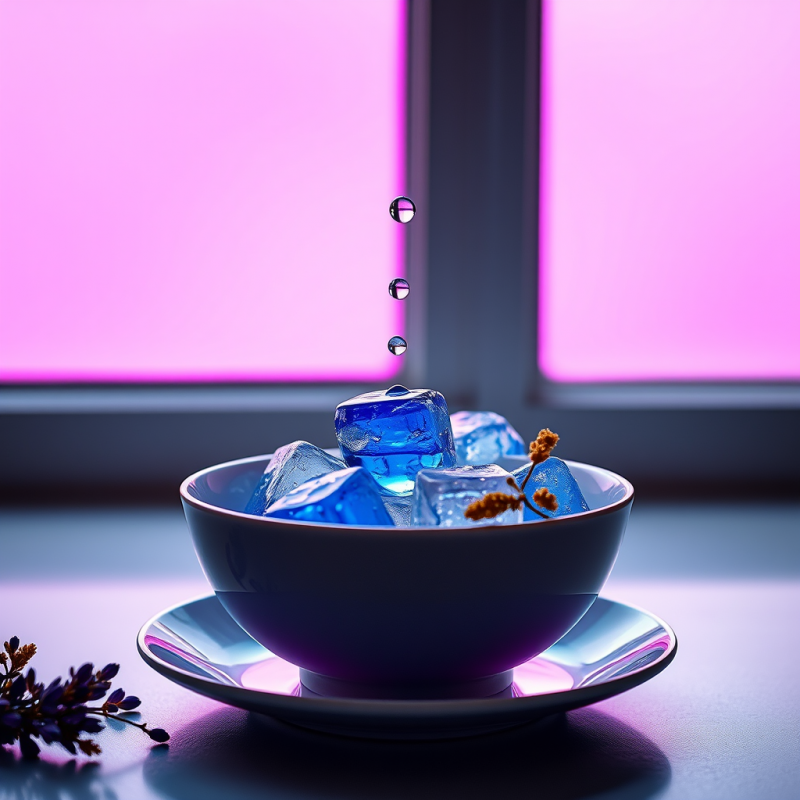 Single Droplet of Glowing Cobalt Blue Liquid Shatters M...