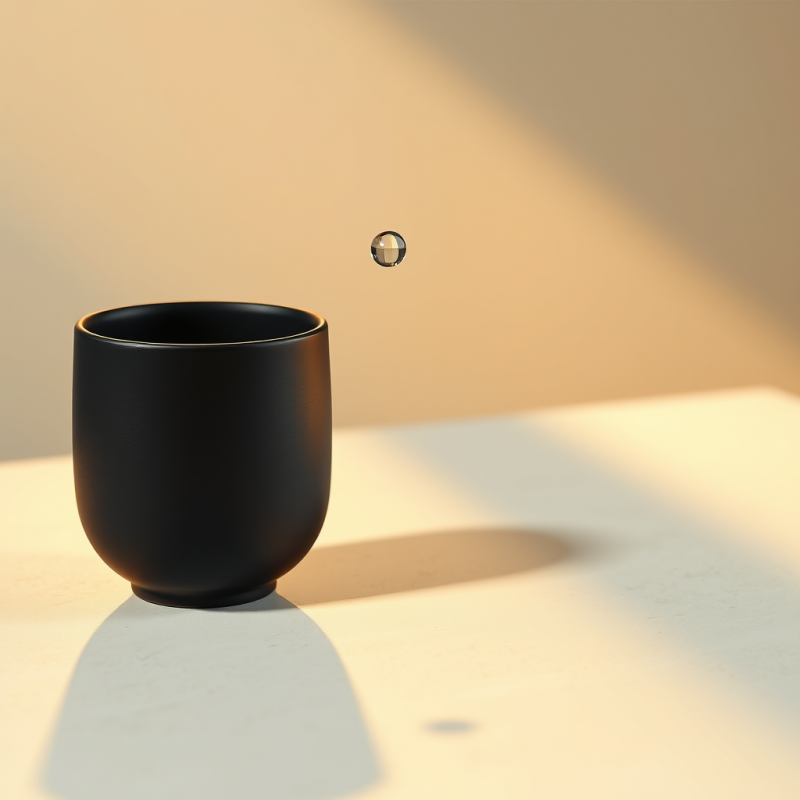 Single Droplet of Water Suspended Mid-air Above a Matte...