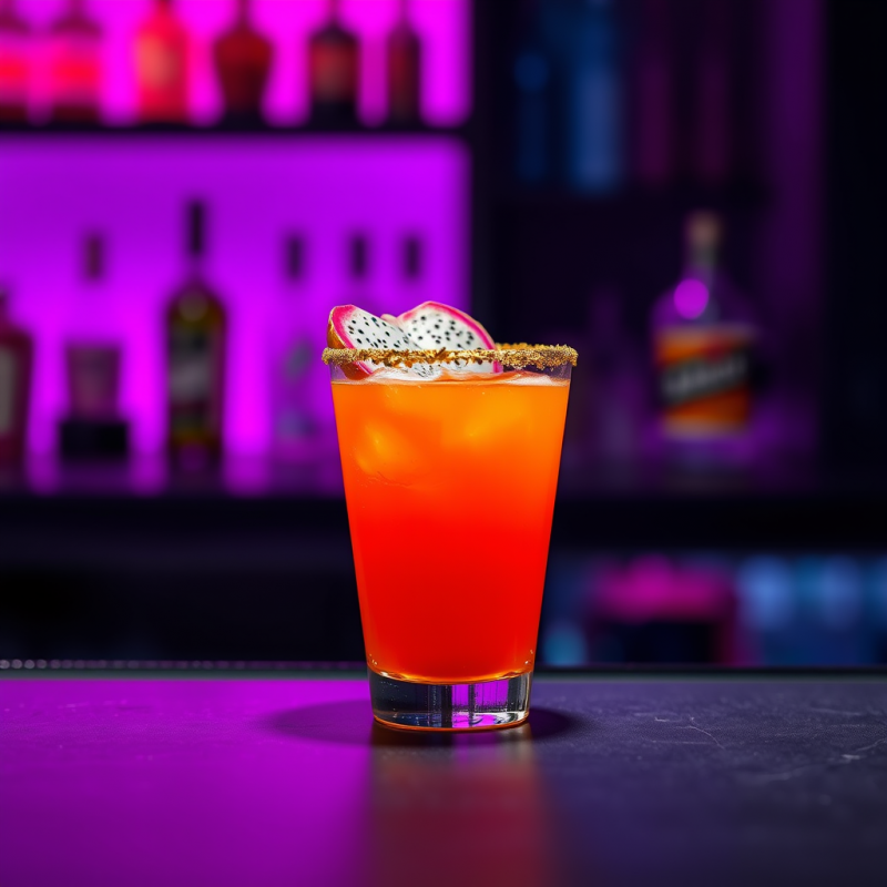 Single Glowing Amber Cocktail in a Hand-carved Coconut ...