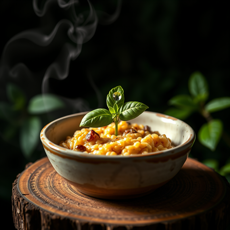 Single Golden-brown Truffle Risotto Nestled in a Chippe...