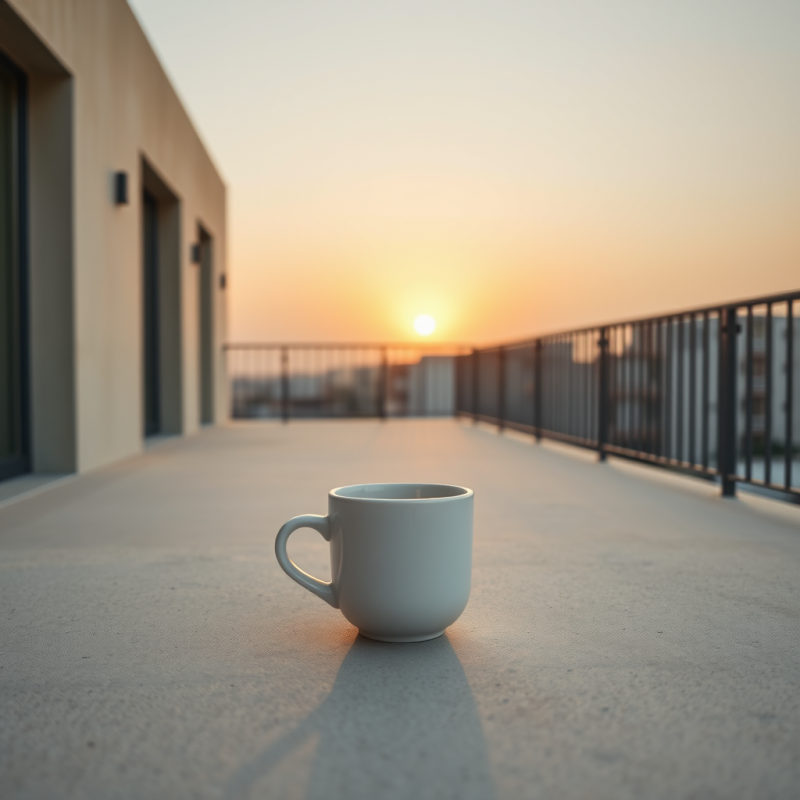 Single Matte White Ceramic Coffee Cup Rests on a Smooth