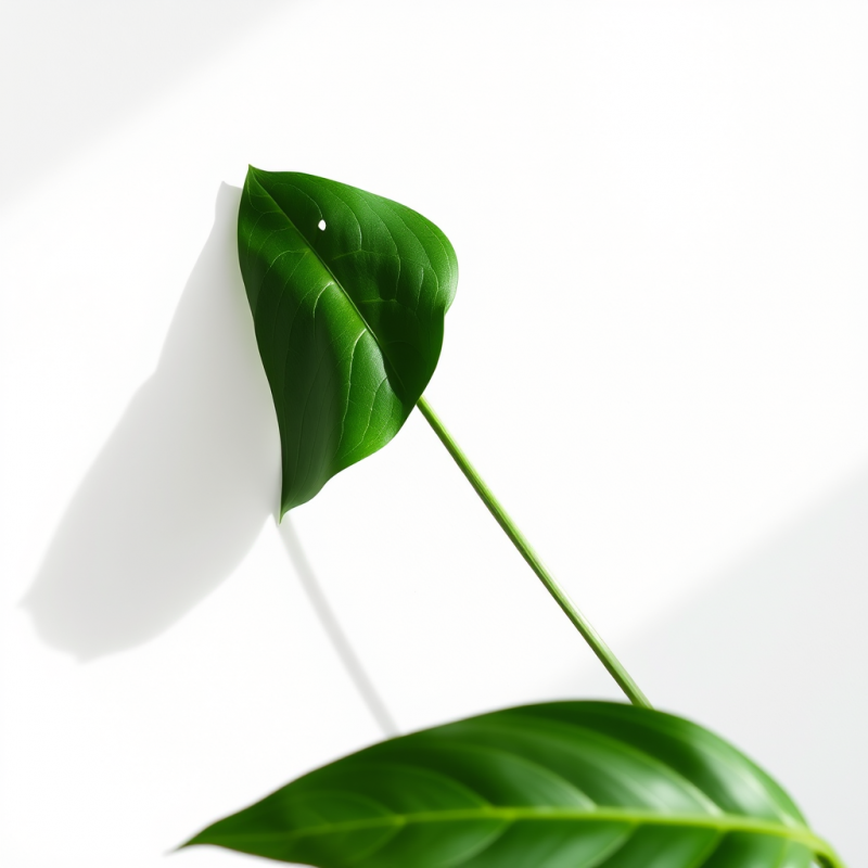 Single Monstera Leaf on White Background Botanical Minimal