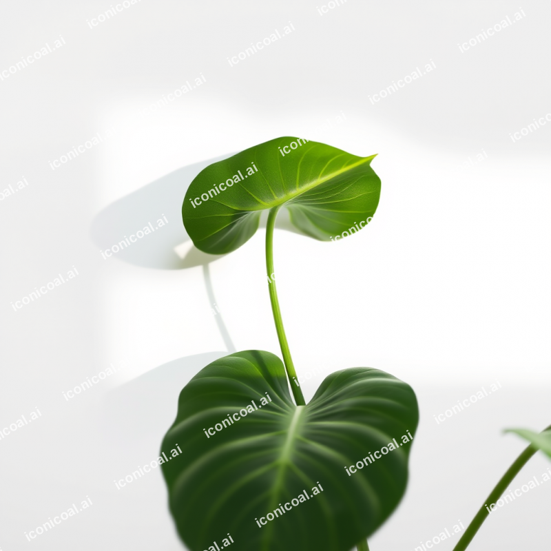 Single Monstera Leaf On White Background Botanical Minimal