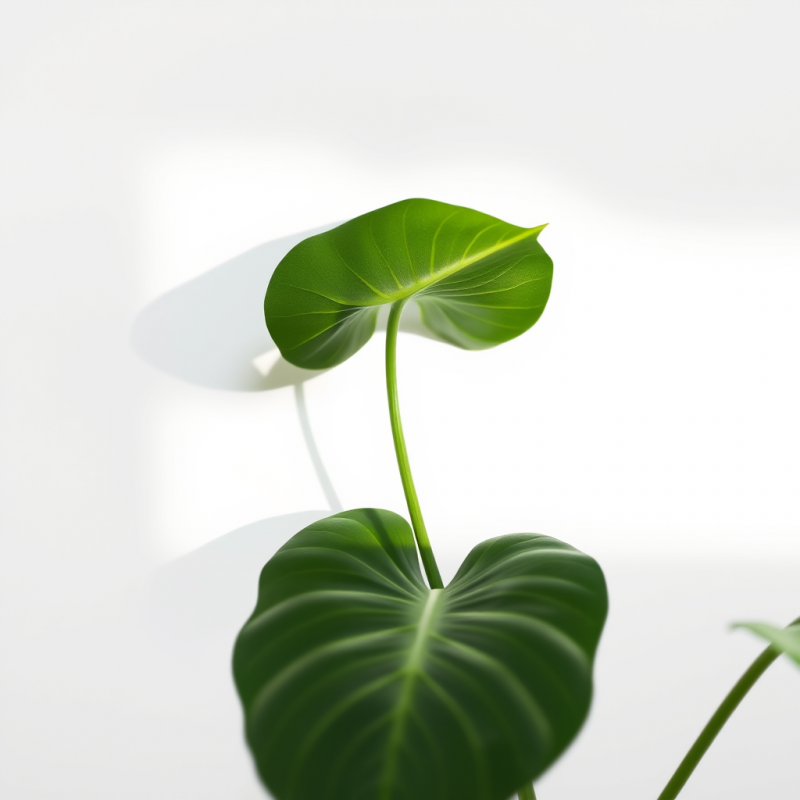 Single Monstera Leaf on White Background Botanical Minimal