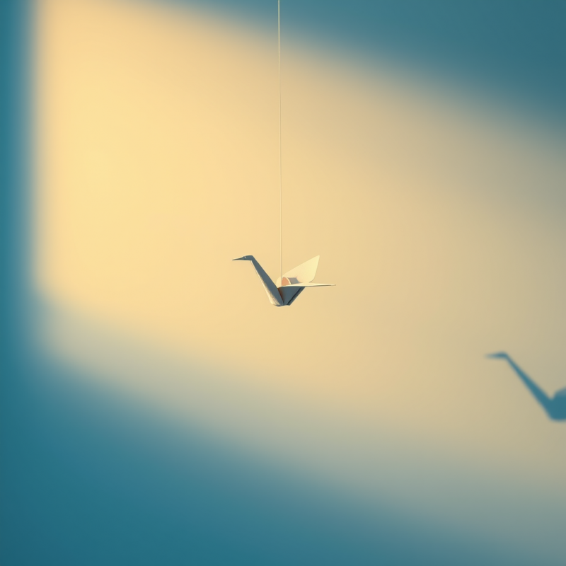 Single Origami Crane in Matte Off-white Paper