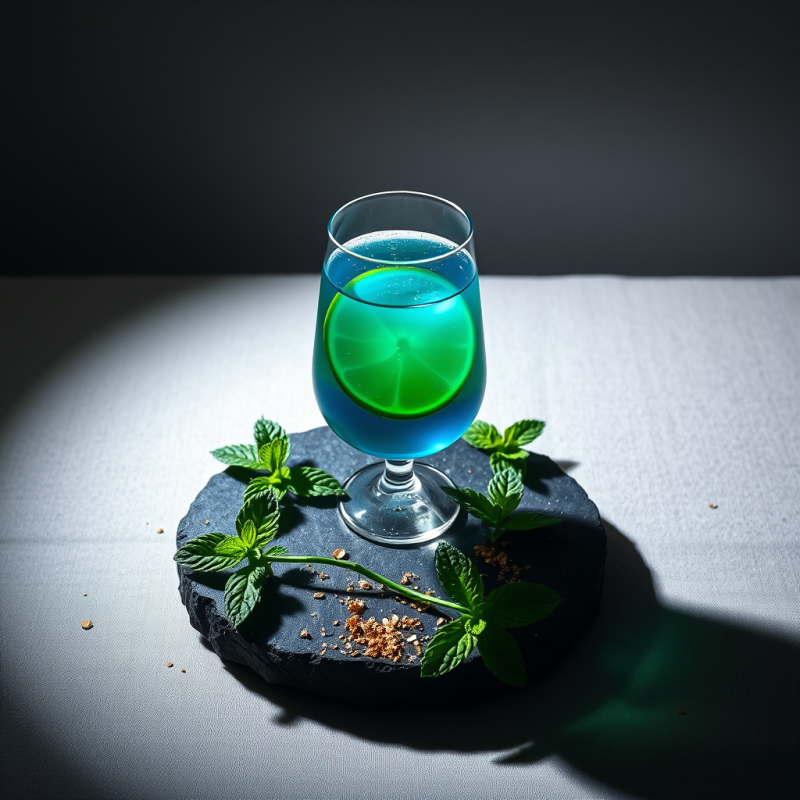 Single Slice of Glowing Neon-blue Spirulina Agua Fresca...