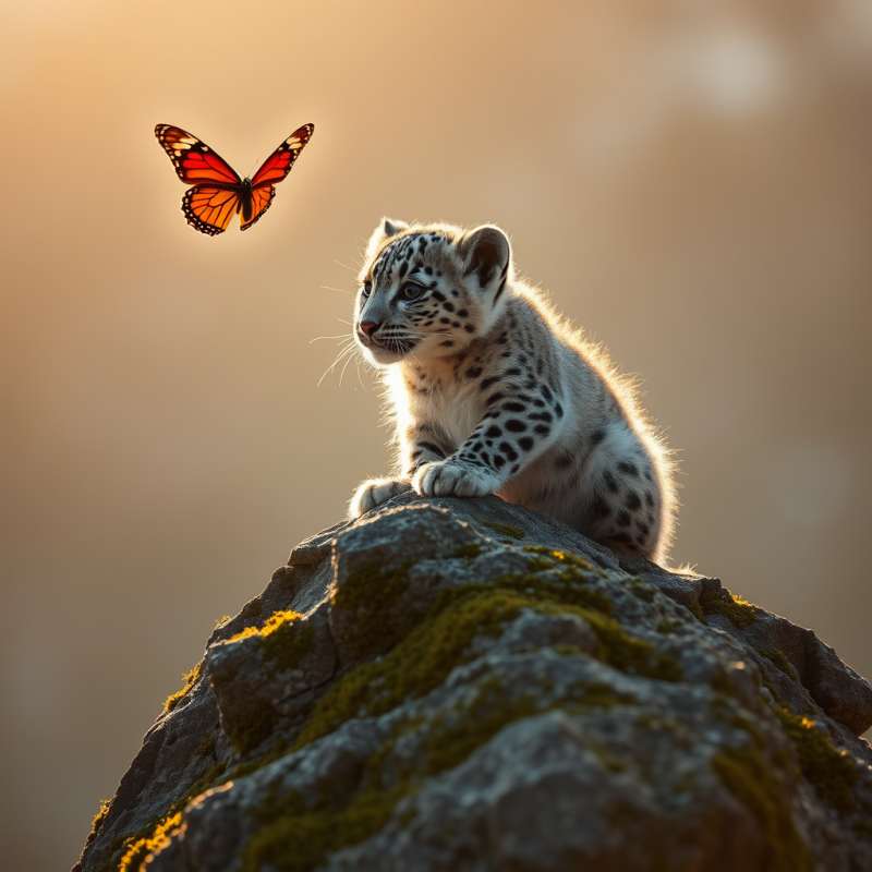 Single Snow Leopard Cub