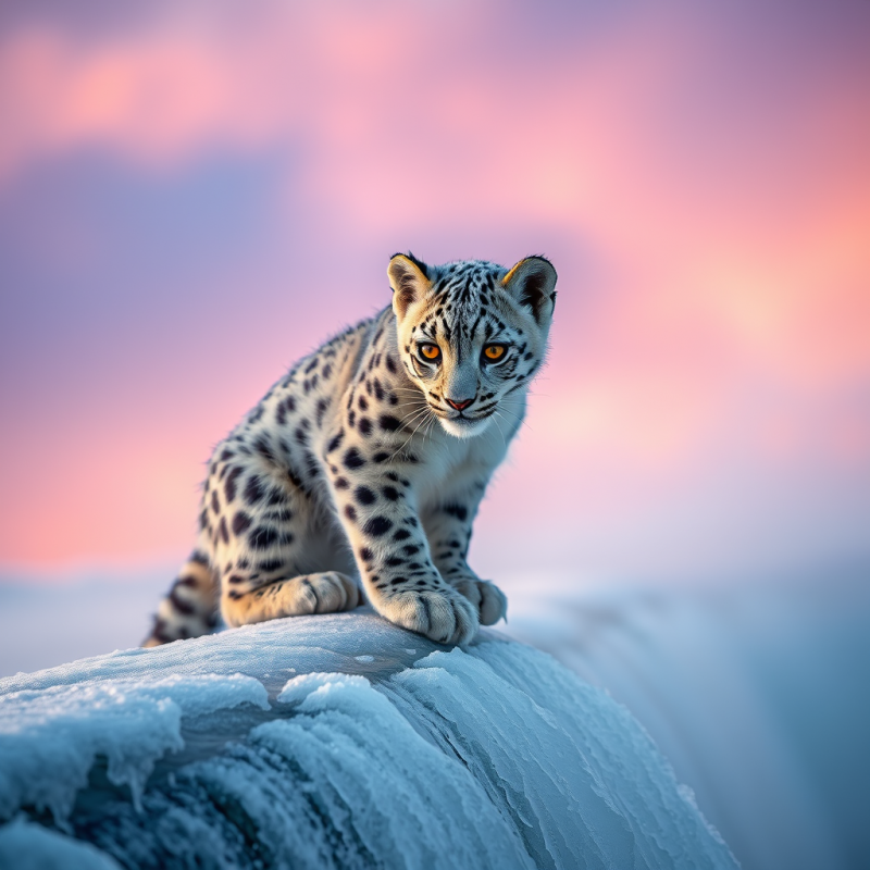 Single Snow Leopard Cub