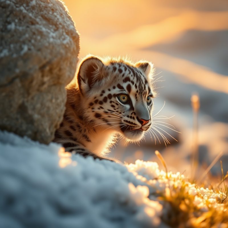 Single Snow Leopard Cub