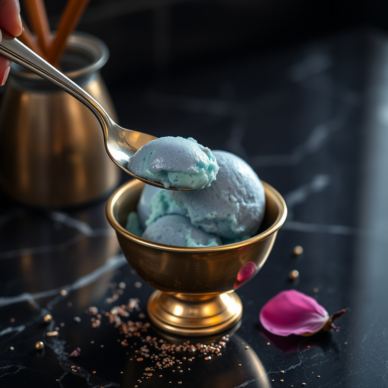 Single Spoon Lifting a Perfectly Scooped Dollop of Neon...