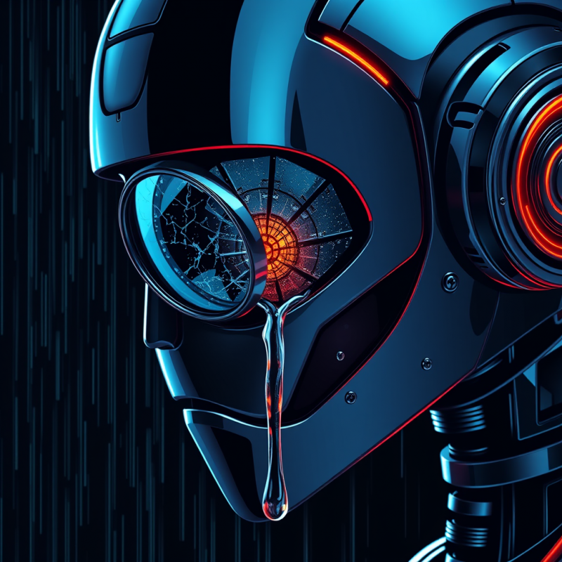 Single Tear Dripping from a Chrome Robot’s Monocle