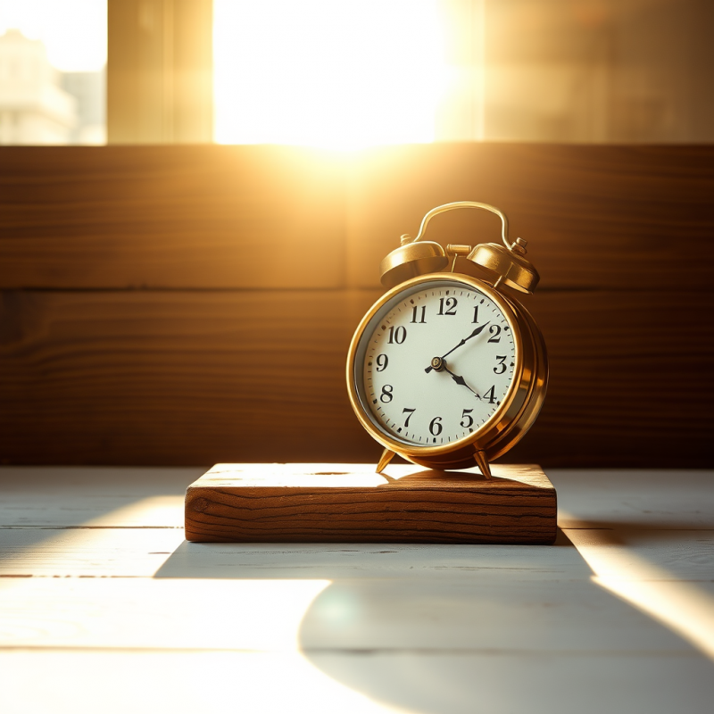 Single Vintage Brass Alarm Clock Resting on a Weathered...