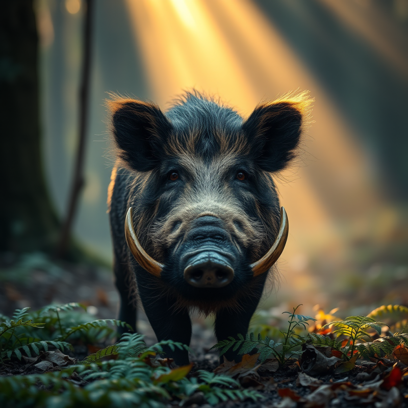 Single Wild Boar with Muddy