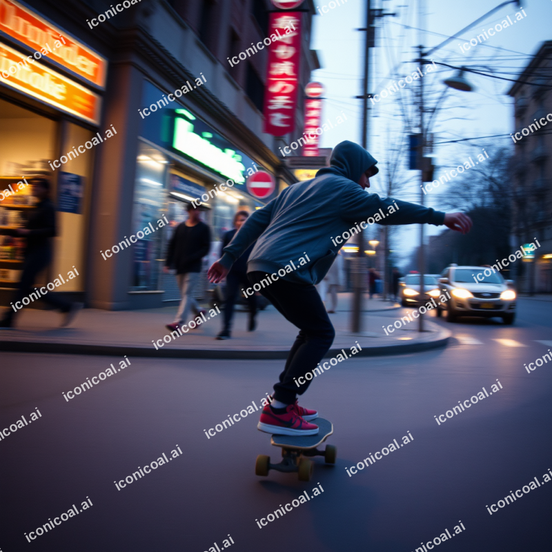 Skateboard In Motion Urban Street Action Youth Culture