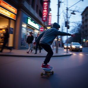 Skateboard In Motion Urban Street Action Youth Culture
