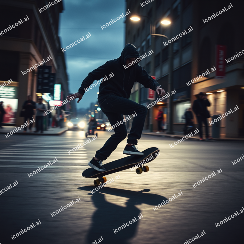 Skateboard In Motion Urban Street Action Youth Culture