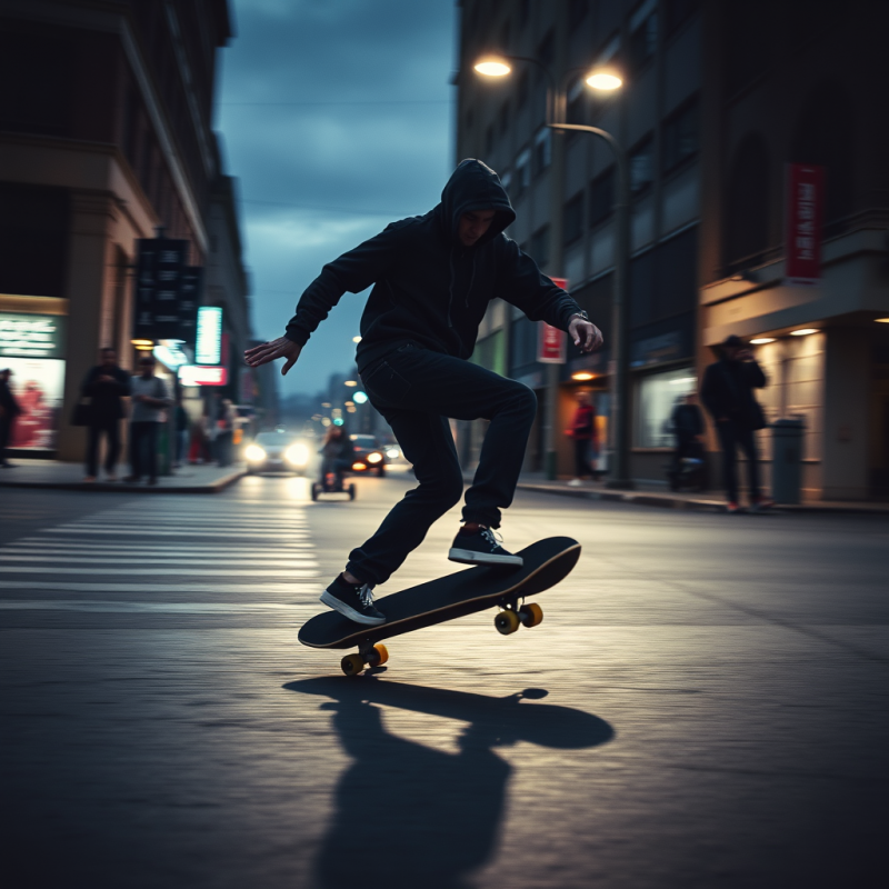 Skateboard in Motion Urban Street Action Youth Culture