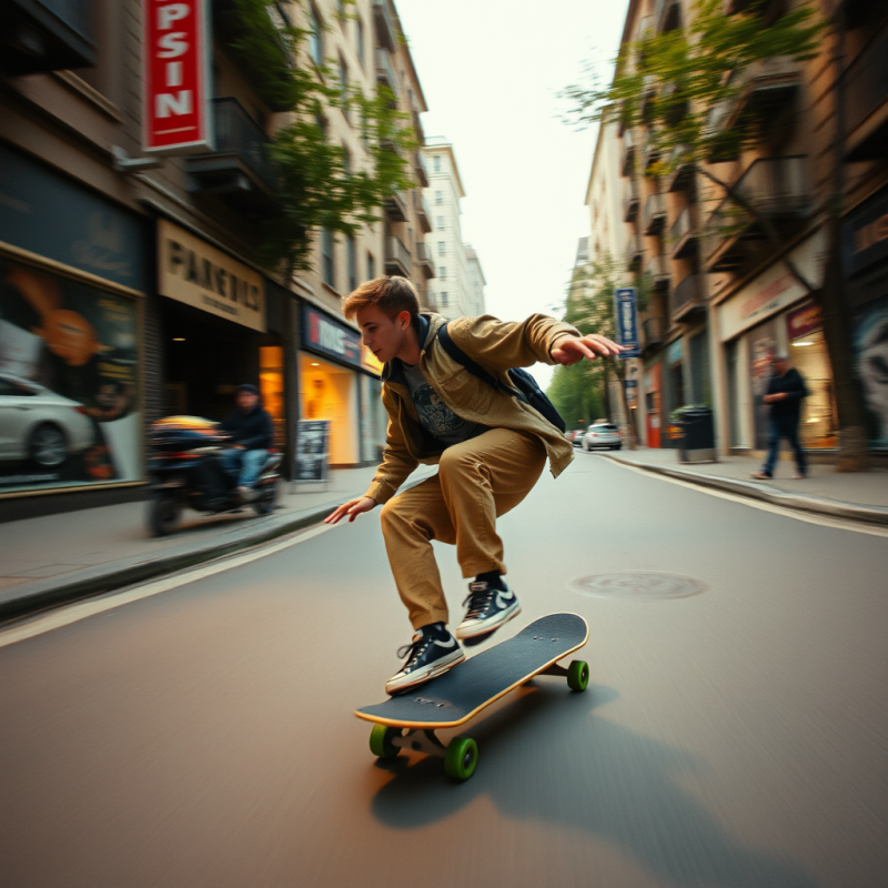 Skateboard in Motion Urban Street Action Youth Culture