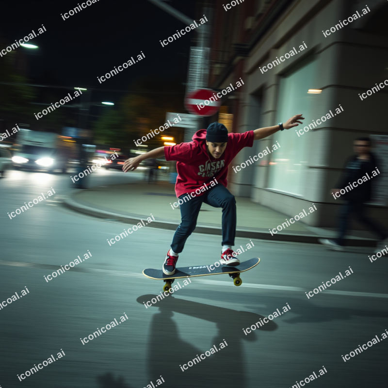 Skateboard In Motion Urban Street Action Youth Culture