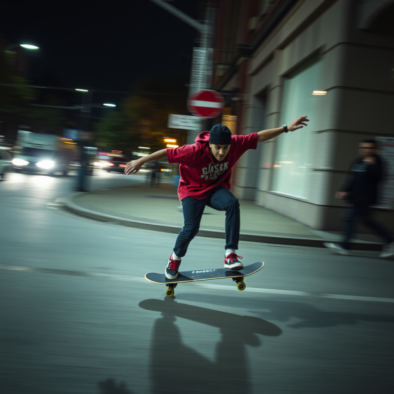 Skateboard in Motion Urban Street Action Youth Culture